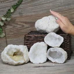 Natural Calcite Geode Pair - 3 Small Geodes Set N1671 6 Natural Calcite Geode Pair – 3 Small Geodes Set N1671 | Himalayan Salt Factory