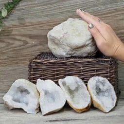 Natural Calcite Geode Pair – 3 Small Geodes Set N1672 | Himalayan Salt Factory