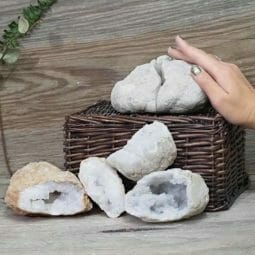 Natural Calcite Geode Pair – 3 Small Geodes Set N1675 | Himalayan Salt Factory
