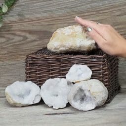 Natural Calcite Geode Pair – 3 Small Geodes Set N1676 | Himalayan Salt Factory