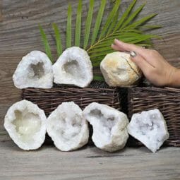 Natural Calcite Geode Pair – 4 Small Geodes Set N1677 | Himalayan Salt Factory