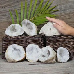 Natural Calcite Geode Pair – 4 Small Geodes Set N1678 | Himalayan Salt Factory
