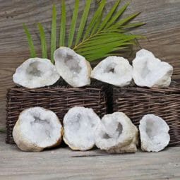 Natural Calcite Geode Pair – 4 Small Geodes Set N1678 | Himalayan Salt Factory