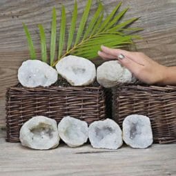 Natural Calcite Geode Pair – 4 Small Geodes Set N1681 | Himalayan Salt Factory