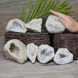 Natural Calcite Geode Pair – 4 Small Geodes Set N1684 | Himalayan Salt Factory