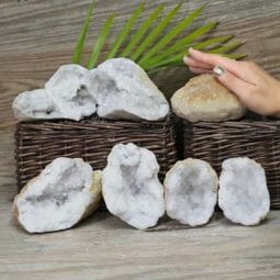 Natural Calcite Geode Pair - 4 Small Geodes Set N1689 6 Natural Calcite Geode Pair – 4 Small Geodes Set N1689 | Himalayan Salt Factory