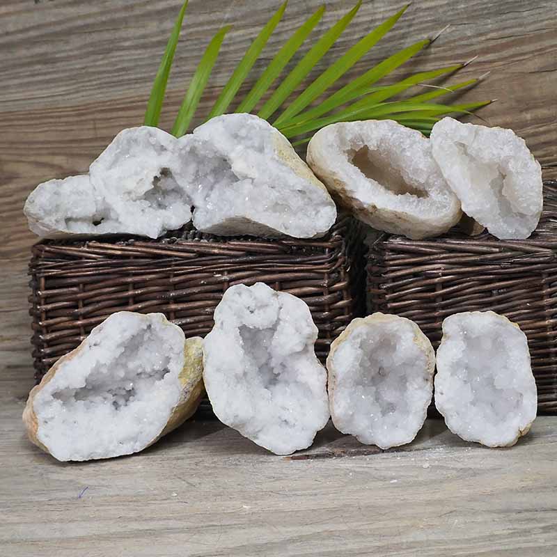 Natural Calcite Geode Pair - 4 Small Geodes Set N1689 3 Natural Calcite Geode Pair – 4 Small Geodes Set N1689 | Himalayan Salt Factory