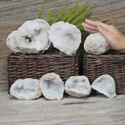 Natural Calcite Geode Pair - 4 Small Geodes Set N1693 6 Natural Calcite Geode Pair – 4 Small Geodes Set N1693