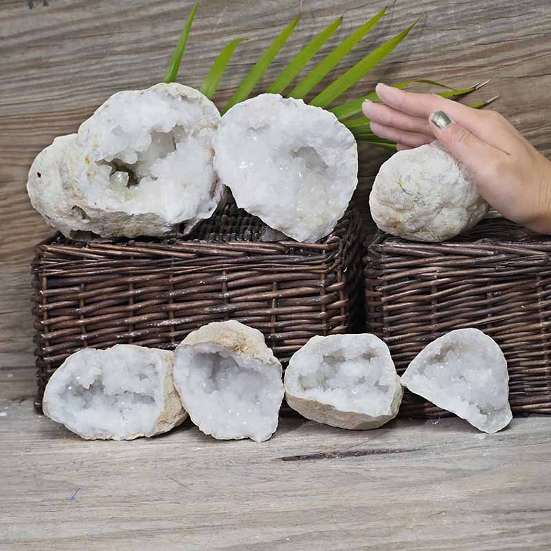 Natural Calcite Geode Pair - 4 Small Geodes Set N1693 4 Natural Calcite Geode Pair – 4 Small Geodes Set N1693