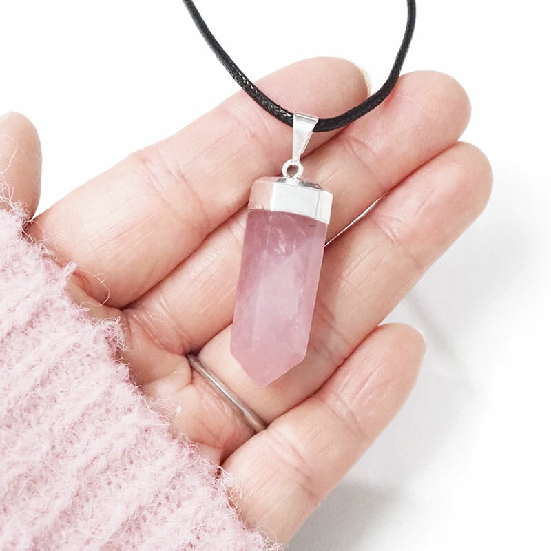 Rose Quartz Terminated Point Electroformed SP Pendant 4 Rose Quartz Terminated Point Electroformed SP Pendant | Himalayan Salt Factory