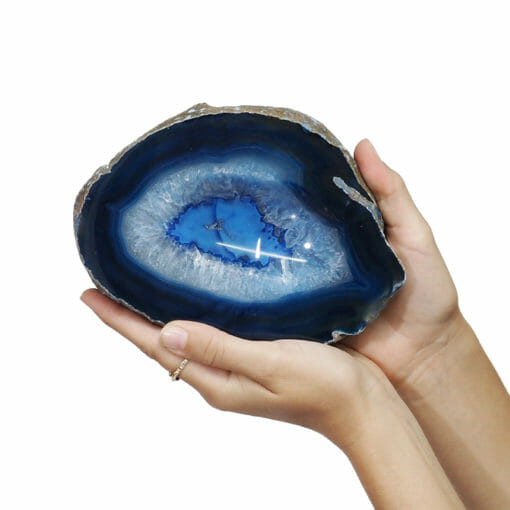 2.46kg Blue Agate Crystal Polished Bowl set of 3 J1870 | Himalayan Salt Factory