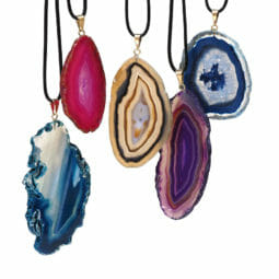 Agate Slice Pendant Multicolor GP Set of 5 | Himalayan Salt Factory