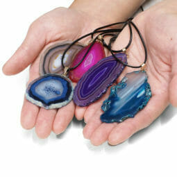 Agate Slice Pendant Multicolor GP Set of 5 | Himalayan Salt Factory