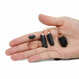 Natural Black Tourmaline Rough Jewelry 3 Pieces Set 6 Natural Black Tourmaline Rough Jewelry 3 Pieces Set | Himalayan Salt Factory