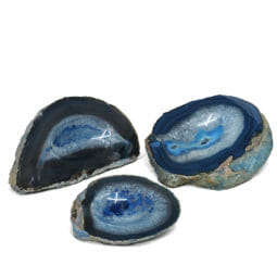 2.04kg Blue Agate Crystal Polished Bowl set of 3 J1892 | Himalayan Salt Factory