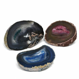 2.35kg Blue Agate Crystal Polished Bowl set of 3 J1893 | Himalayan Salt Factory