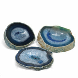 2.29kg Blue Agate Crystal Polished Bowl set of 3 J1878 | Himalayan Salt Factory