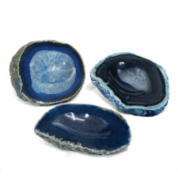 1.87kg Blue Agate Crystal Polished Bowl set of 3 J1881 | Himalayan Salt Factory