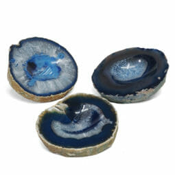 1.84kg Blue Agate Crystal Polished Bowl set of 3 J1883 | Himalayan Salt Factory