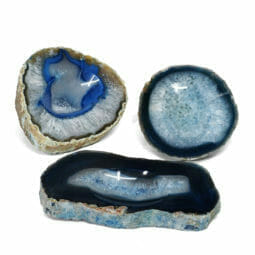 1.91kg Blue Agate Crystal Polished Bowl set of 3 J1884 | Himalayan Salt Factory