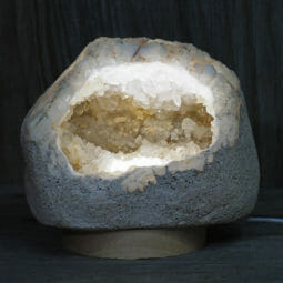 2.25kg Natural Calcite Geode Lamp with Large LED Light Base DK632 | Himalayan Salt Factory