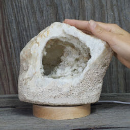 2.11kg Natural Calcite Geode Lamp with Large LED Light Base DK636 | Himalayan Salt Factory