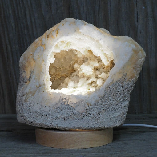 2.11kg Natural Calcite Geode Lamp with Large LED Light Base DK636 | Himalayan Salt Factory