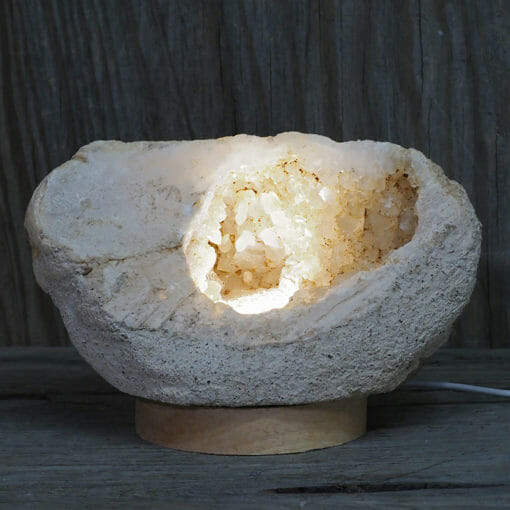 2.38kg Natural Calcite Geode Lamp with Large LED Light Base DK637 | Himalayan Salt Factory