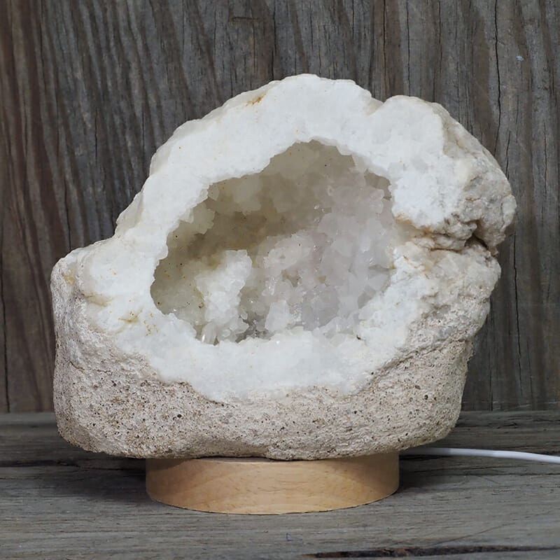 2.49kg Natural Calcite Geode Lamp with Large LED Light Base DK641 4 2.49kg Natural Calcite Geode Lamp with Large LED Light Base DK641 | Himalayan Salt Factory