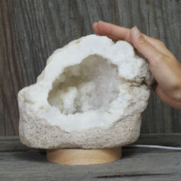 2.49kg Natural Calcite Geode Lamp with Large LED Light Base DK641 9 2.49kg Natural Calcite Geode Lamp with Large LED Light Base DK641 | Himalayan Salt Factory