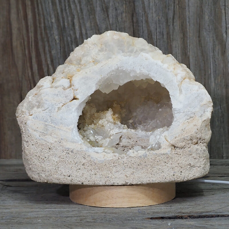 2.32kg Natural Calcite Geode Lamp with Large LED Light Base DK642 4 2.32kg Natural Calcite Geode Lamp with Large LED Light Base DK642 | Himalayan Salt Factory