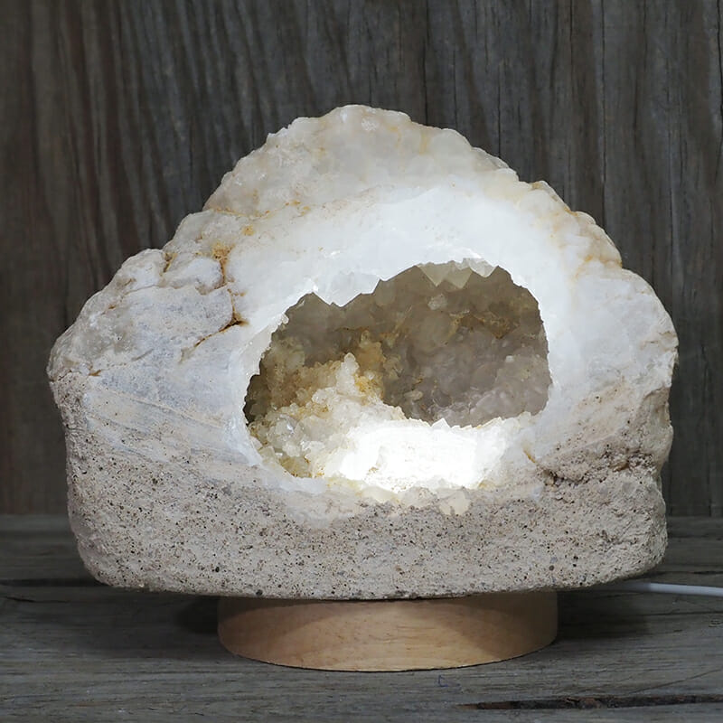 2.32kg Natural Calcite Geode Lamp with Large LED Light Base DK642 3 2.32kg Natural Calcite Geode Lamp with Large LED Light Base DK642 | Himalayan Salt Factory