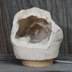 2.36kg Natural Calcite Geode Lamp with Large LED Light Base DK645 | Himalayan Salt Factory