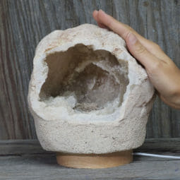 2.36kg Natural Calcite Geode Lamp with Large LED Light Base DK645 | Himalayan Salt Factory