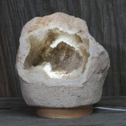 2.36kg Natural Calcite Geode Lamp with Large LED Light Base DK645 | Himalayan Salt Factory