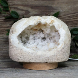 2.47kg Natural Calcite Geode Lamp with Large LED Light Base DK659 | Himalayan Salt Factory
