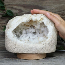 2.47kg Natural Calcite Geode Lamp with Large LED Light Base DK659 | Himalayan Salt Factory