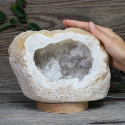3.24kg Natural Calcite Geode Lamp with Large LED Light Base DK660 | Himalayan Salt Factory
