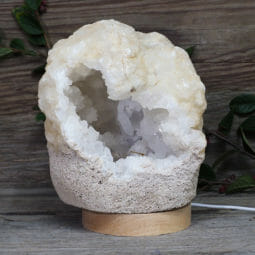 3.34kg Natural Calcite Geode Lamp with Large LED Light Base DK663 | Himalayan Salt Factory