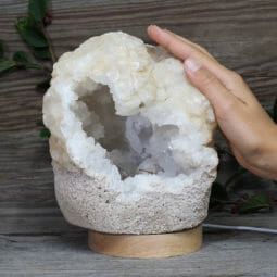 3.34kg Natural Calcite Geode Lamp with Large LED Light Base DK663 | Himalayan Salt Factory
