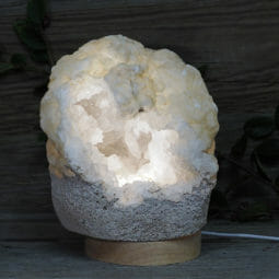 3.34kg Natural Calcite Geode Lamp with Large LED Light Base DK663 | Himalayan Salt Factory