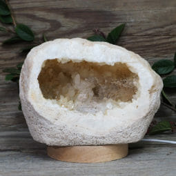 2.21kg Natural Calcite Geode Lamp with Large LED Light Base DK664 | Himalayan Salt Factory