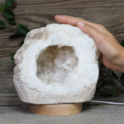 2.37kg Natural Calcite Geode Lamp with Large LED Light Base DK666 | Himalayan Salt Factory
