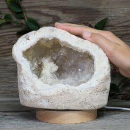 2.15kg Natural Calcite Geode Lamp with Large LED Light Base DK668 | Himalayan Salt Factory