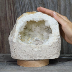2.43kg Natural Calcite Geode Lamp with Large LED Light Base DK671 | Himalayan Salt Factory