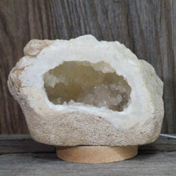 2.36kg Natural Calcite Geode Lamp with Large LED Light Base DK672 | Himalayan Salt Factory