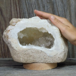 2.36kg Natural Calcite Geode Lamp with Large LED Light Base DK672 | Himalayan Salt Factory