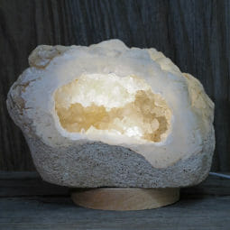 2.36kg Natural Calcite Geode Lamp with Large LED Light Base DK672 | Himalayan Salt Factory