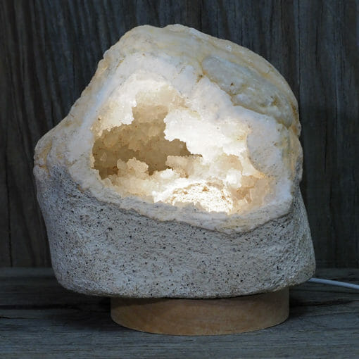 2.30kg Natural Calcite Geode Lamp with Large LED Light Base DK677 | Himalayan Salt Factory