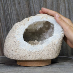 2.46kg Natural Calcite Geode Lamp with Large LED Light Base DK678 | Himalayan Salt Factory